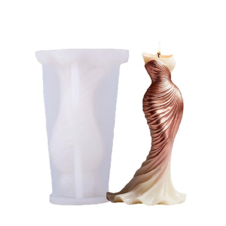 Fishtail Dress Shape Silicone Molds for Handmade Scented Candle Soap Chocolate Wedding Home Decoration and Resin Casting
