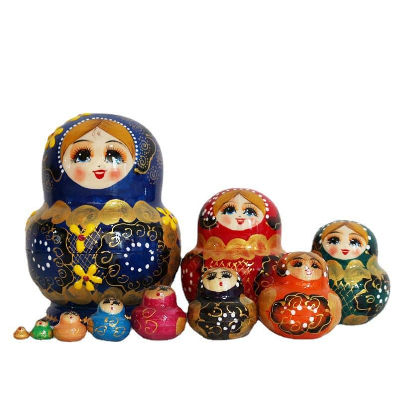 10-layer Russian Nesting Dolls Handmade Wooden Decorative Festival