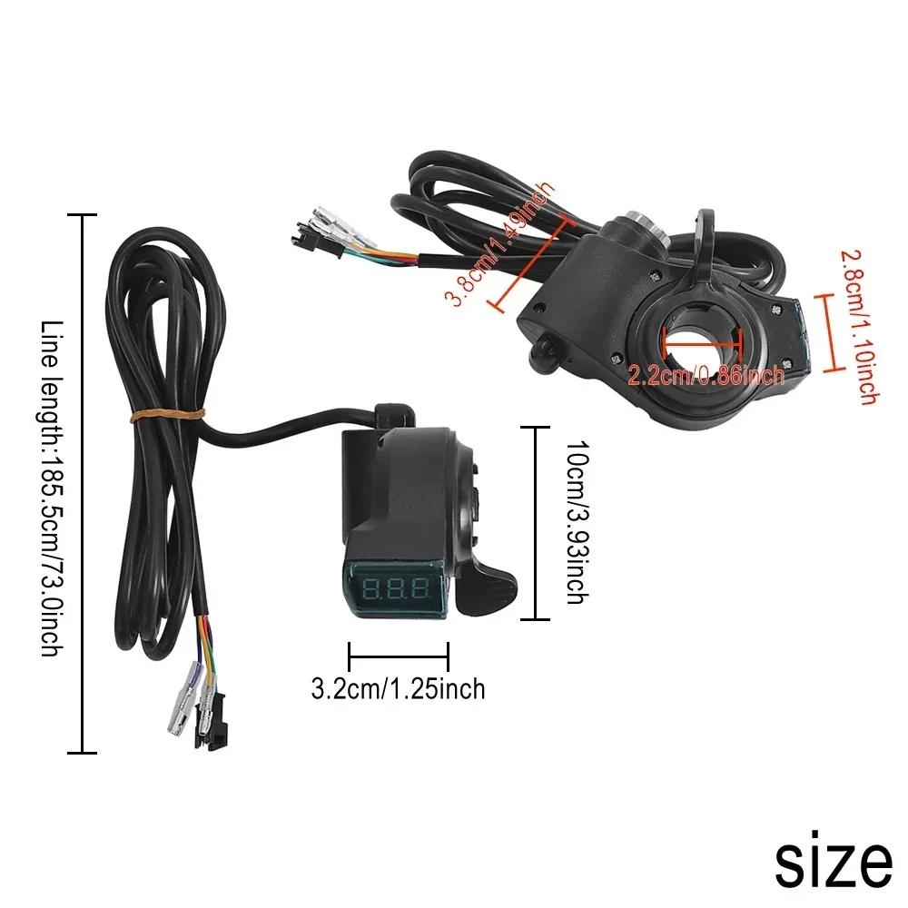 Thumb Throttle with Digital Voltmeter LCD Display Power Switch with Key Lock for Electric Scooter Electric Bicycle Parts Throttles 2