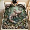 1PC Axolotl  Print FlAannel Blanket, High Quality Comfortable for All Seasons, Home Decor, Warmth and Comfort