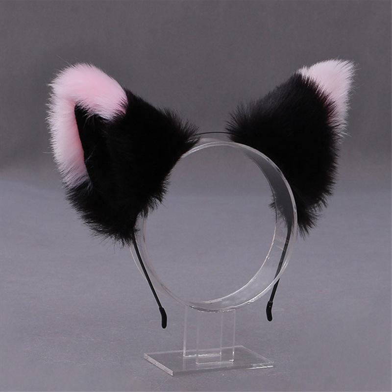 Diadema Lolita con Orecchie di Gatto e Volpe in Peluche - Fascia Cosplay Fatta a Mano
