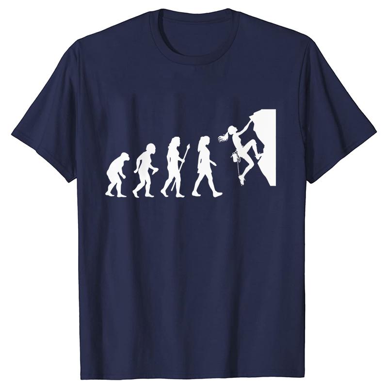 Evolution of Climbing T-shirts for Women Clothes Funny Tops T Shirt Female T-Shirt Gifts for Rock Climbers Short Sleeve Tees