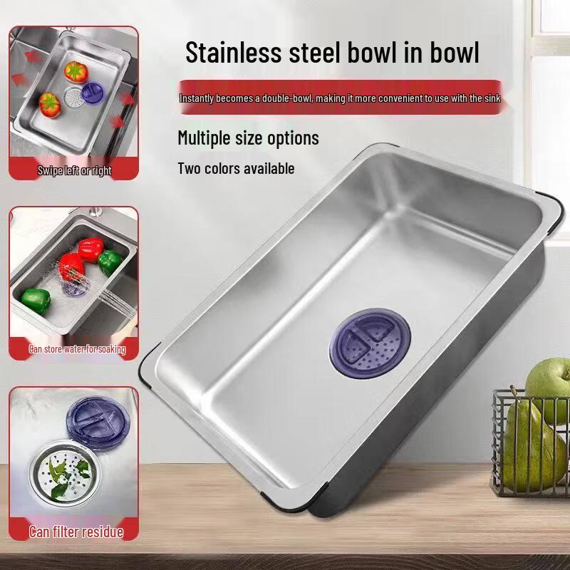 Brushed Stainless Steel Kitchen Sink with Drain Basket