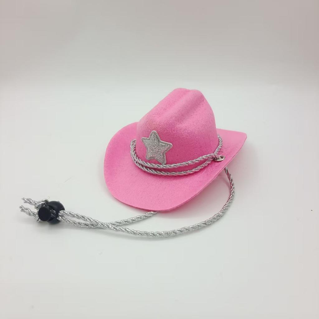 Pet Cowboy Hat Pentagram Gold Wire Silver Thread Chin Rope Cat Cowboy Hat Holiday Party Western Cowboy Hat