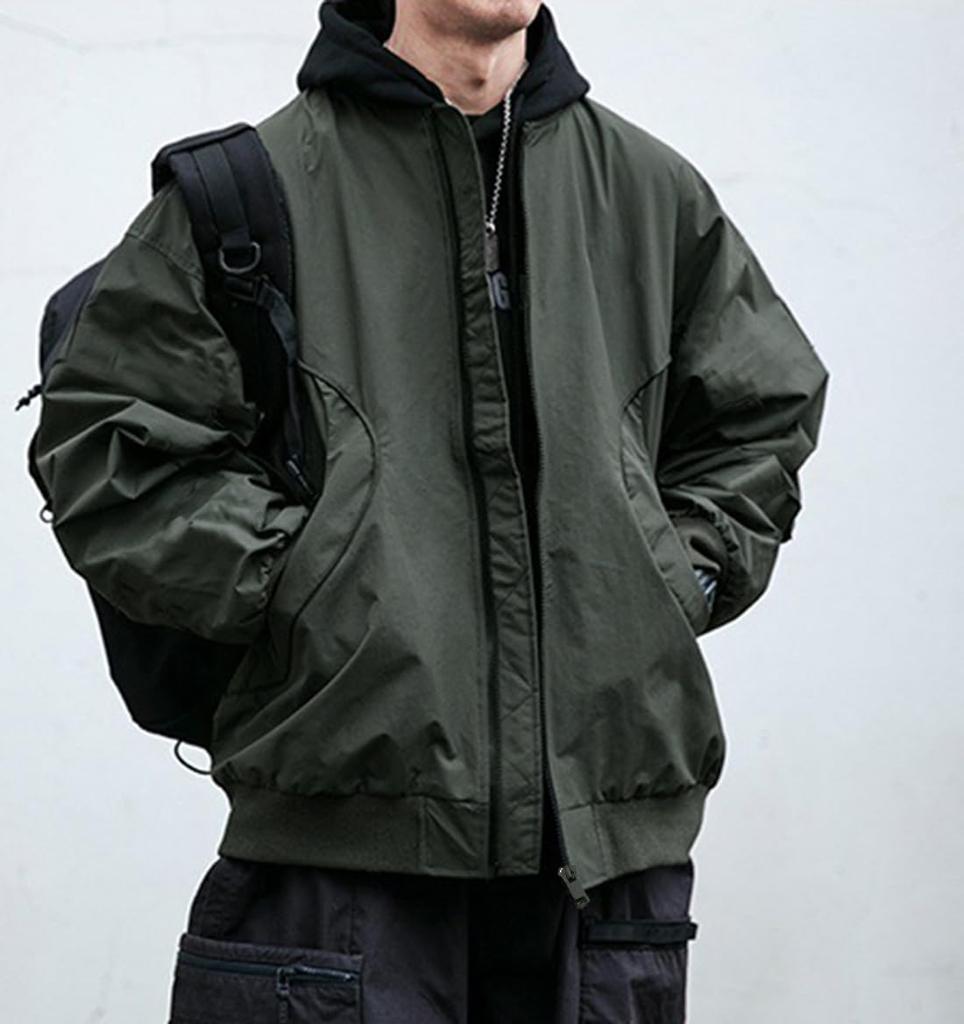 EASTEMPO Autumn Loose Solid Plus Sizes Men's Jacket, Ma-1, Casual, Business, Fit, Stylish, Windproof, Color, Blouson, (JP, Alphabet, M, Green)
