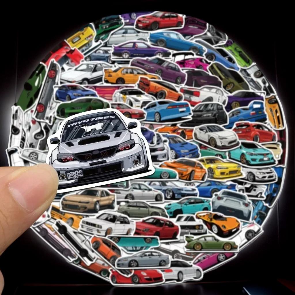 50/100PCS JDM Car Stickers - Retrofit Racing Graffiti Decals for Laptop Guitar Bike Skateboard Waterproof Kid Toy Decor