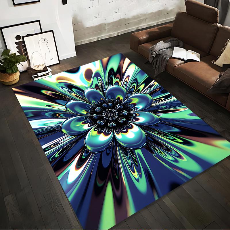 

Abstract Flower Pattern Carpet in Vibrant Blue and Green Modern Style Suitable for use as an anti-slip for living room bedroom sofas 40x60cm( 15x23in )