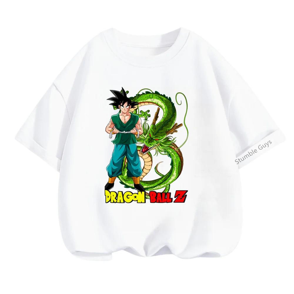 

2025 MINISO Літо 4-14 Діти Dragon Ball Z Футболка Сон Гоку Аніме Підлітковий одяг Мода Повсякденна футболка Одяг для хлопчиків Дівчата Каваї Дитячі топи 160