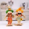 Rustic Farmhouse Yard Display Standing Fall Scarecrow Decoration, Halloween Thanksgiving Ornament Durable Garden Figure with Clothes Hat for