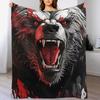 Savage Black Bear Throw Blanket Cozy Throw Blanket for Bed Sofa Chair