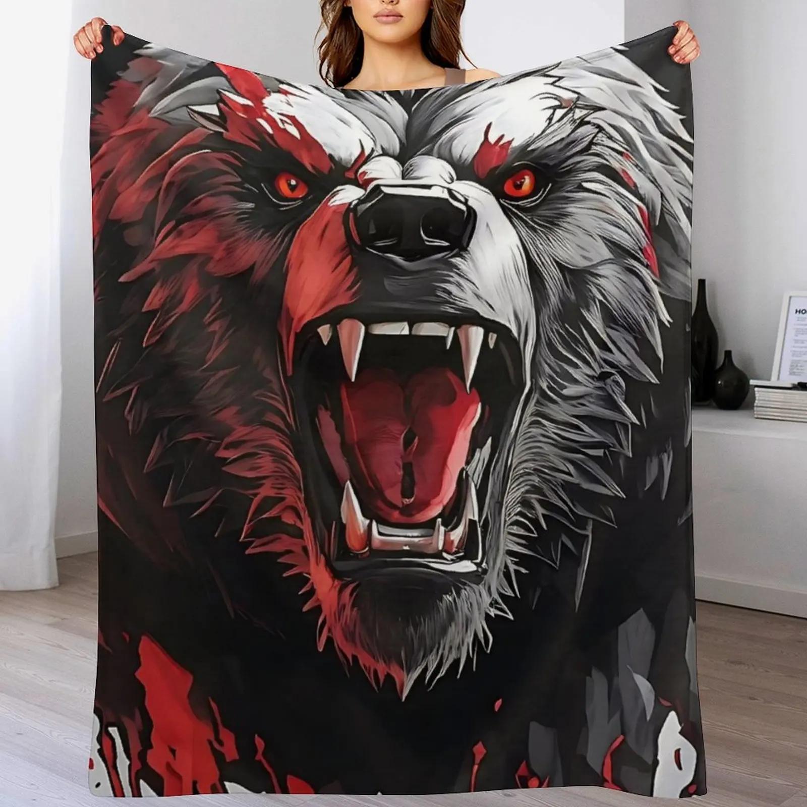 Savage Black Bear Throw Blanket Cozy Throw Blanket for Bed Sofa Chair 102x76cm(40x30in)