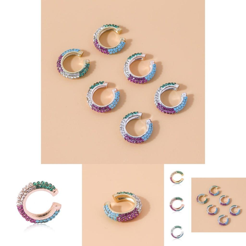 Colorful Rhinestone Geometric Earrings Alloy Plated Trendy Fashion Accessories