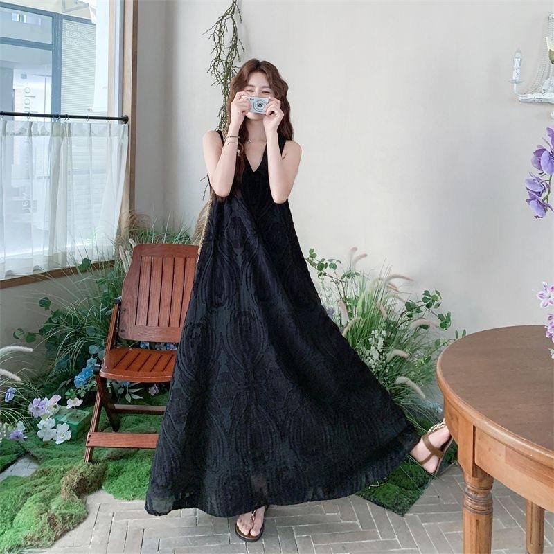 French design light luxury sleeveless tank dress for women, new summer loose jacquard high-end long dress