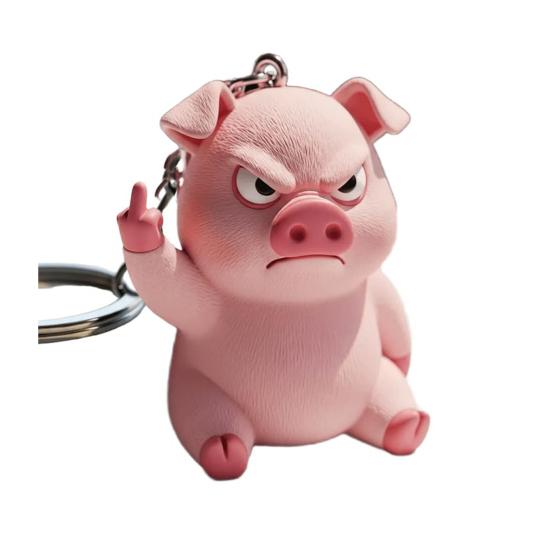 Middle Finger Animal Keychain Wolf Cow Pig Tiger Elephant Shape