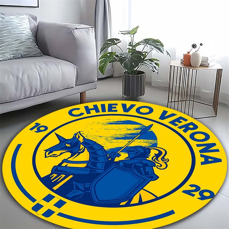 Chievo Verona Knight Horse Silhouette Crest Circular Area Rug Serie A Football Round Floor Carpet Sports Fan Living Room Bedroom Home Decor Mat