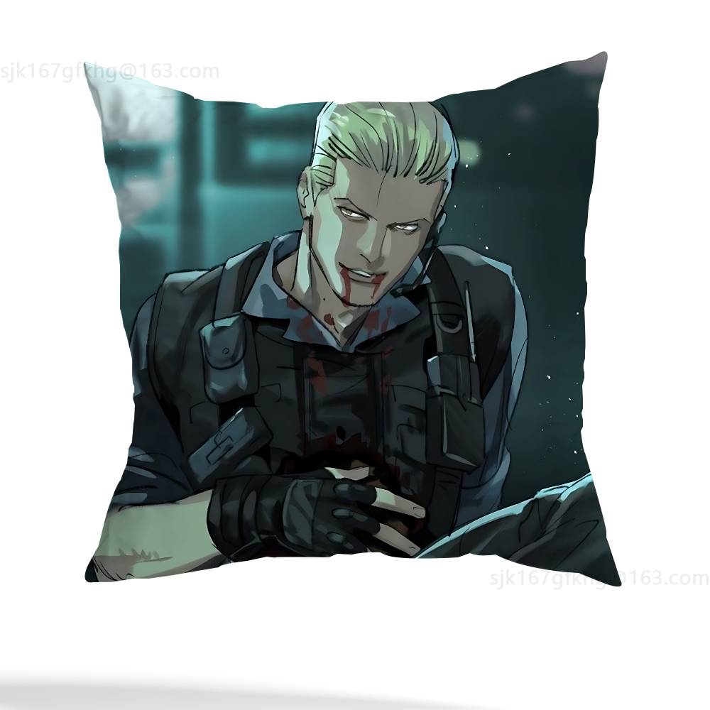 Albert Wesker Pillow Case Anti-dustmite Pillowcase Invisible zipper silky short plush Sofa cushion cover