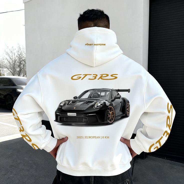 Evropsko-americká mikina s potiskem auta pro muže, ležérní, volný střih, dlouhý rukáv