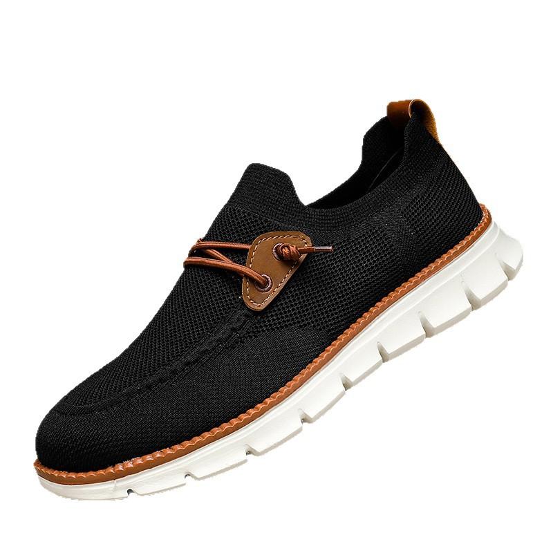 Large Size Spring and Autumn New British Style Casual Shoes Men's Fashion Breathable Sports Shoes One Pedal Fly-woven Mesh Shoes