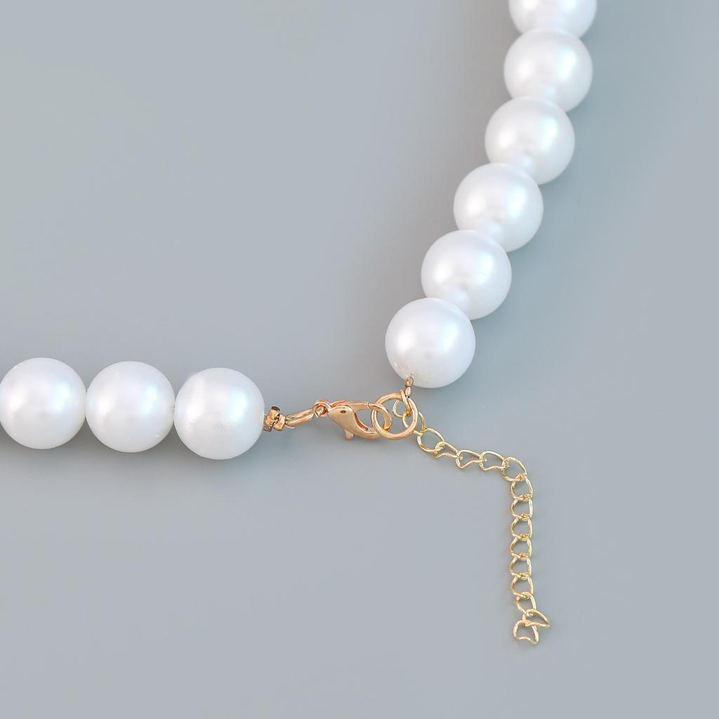 Necklace imitation pearl necklace European and American necklace trend hip-hop accessories set two-piece supply