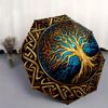 Golden Tree of Life Umbrella, Portable 3-Fold Umbrella for Men & Women,Christmas Gift ES308