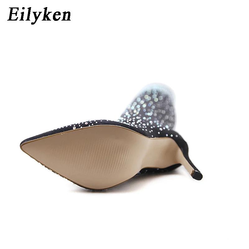 Fashion Eilyken Fashion Runway Crystal Stretch Fabric Sock Over-the-Knee Boot Thigh High Pointed Toe Woman Stiletto Heel Shoes