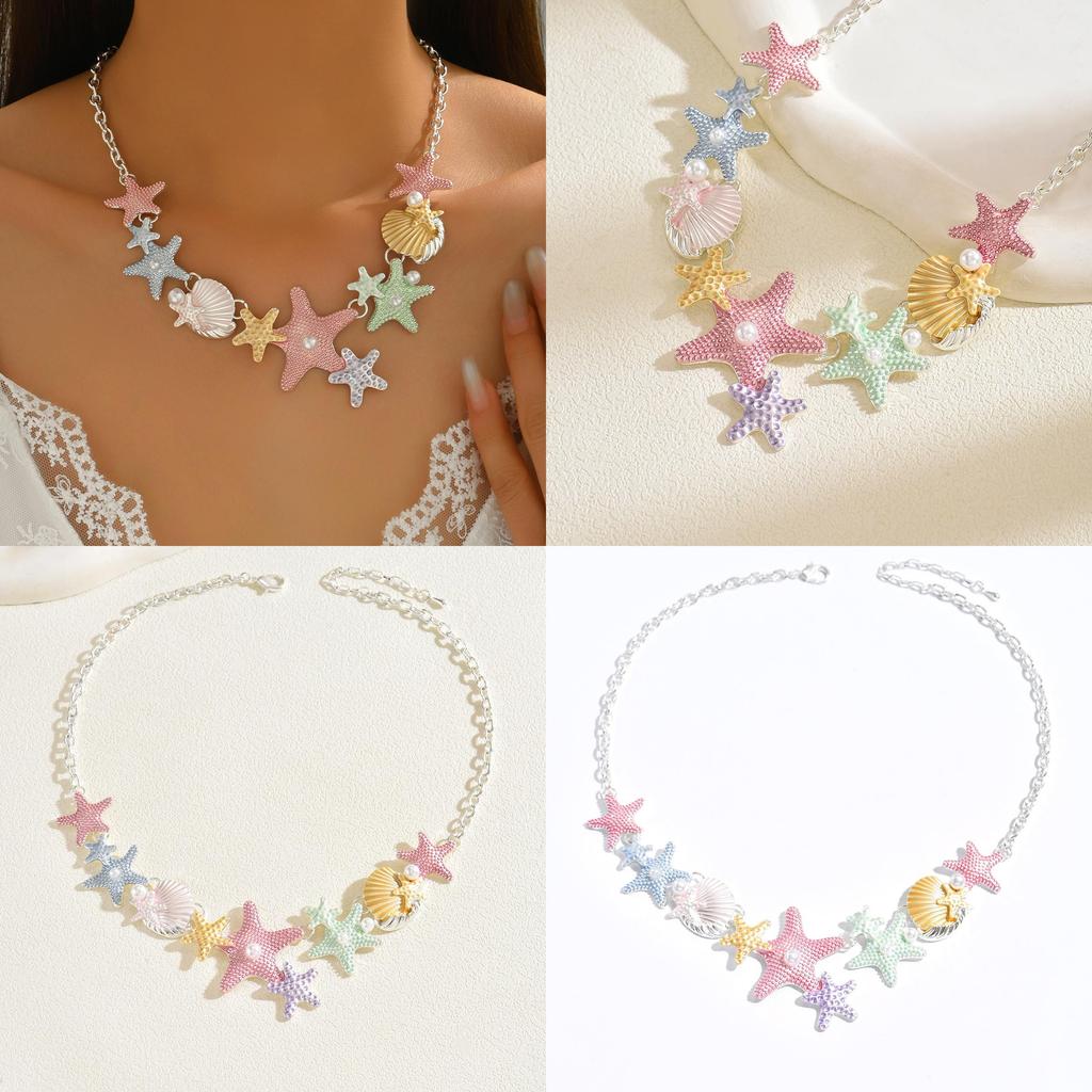 Shell Necklace For Women With Pearl Lock Pendant Beach Style Summer Accessories