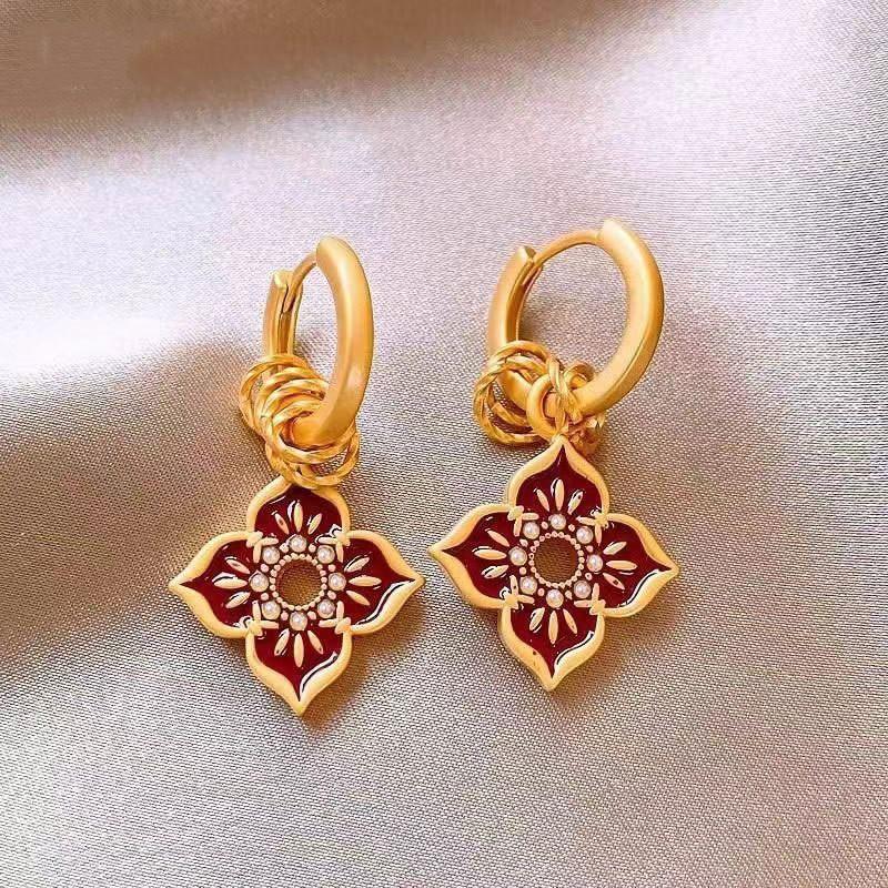 Modern Boho Jewelry Elegant Temperament Color Flower Drop Earrings For Women Female Gifts Delicate Design Ear Accessories