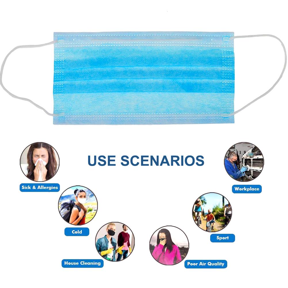 20 PCS Disposable Face Mask with 3Layer Anti Dust Comfortable Earloop