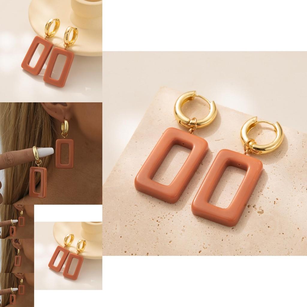 Exquisite Square Resin Earrings For Women 2023 Fashion With Copper
