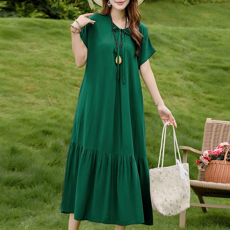 Women's Plus Size Floral Print Short Sleeve Maxi Dress, Loose Casual Summer Sundress (XL-5XL)