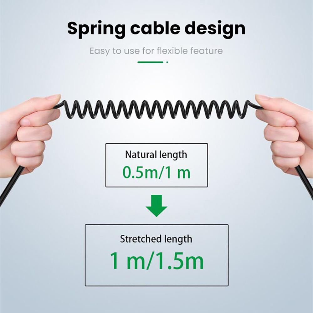 Type C Audio Cable USB C To 3.5mm Jack Aux Audio Adapter For Headphone Headset Speaker Type-C Converter Car Spring Coiled Wire