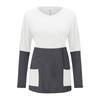 Women Fashion Casual Long Sleeve Patchwork Pockets Loose Tops Blouse