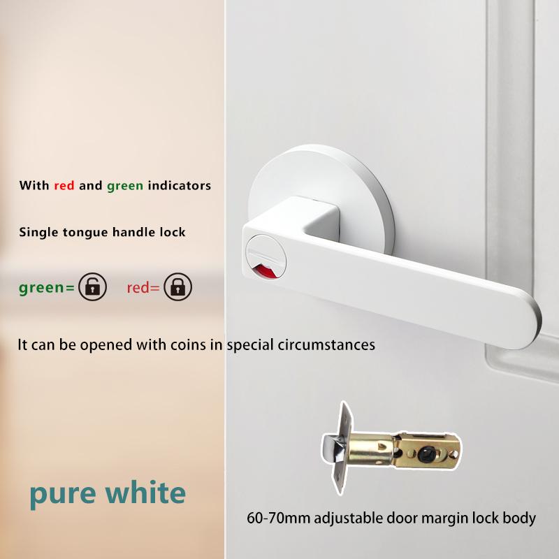 Indoor Door Indication Lock Household Keyed Three-lever Handle Lock White Bathroom Occupied or Unoccupied Door Handle