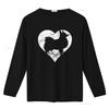 Distressed Gothic Wolf Heart Silhouette Print Streetwear Casual T Shirt Vintage Washed Fashion Versatile Soft