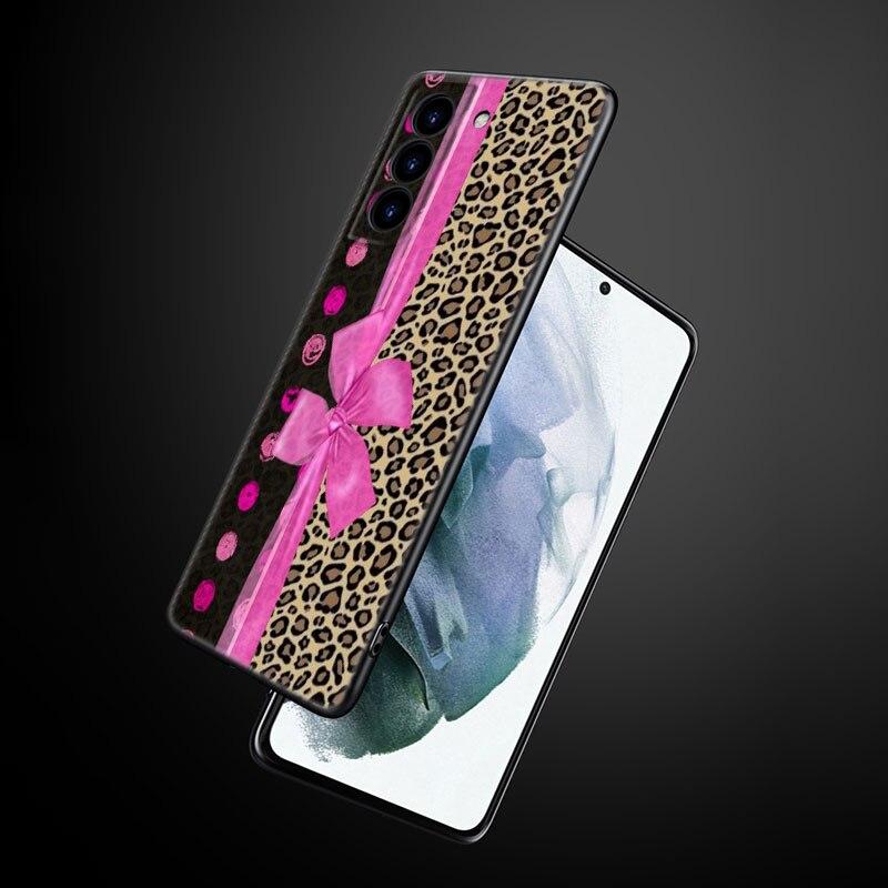 Custodia per telefono con stampa Leopard Love per Samsung Galaxy S22 Pro S21 S20 Ultra FE S10 Lite 5G S10E S9 S8 Plus Cover nera in TPU morbido