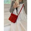 Niche Design Spring New Korean Version Bow Patent Leather Red Square Bag Versatile One-shoulder Crossbody Bag Trendy