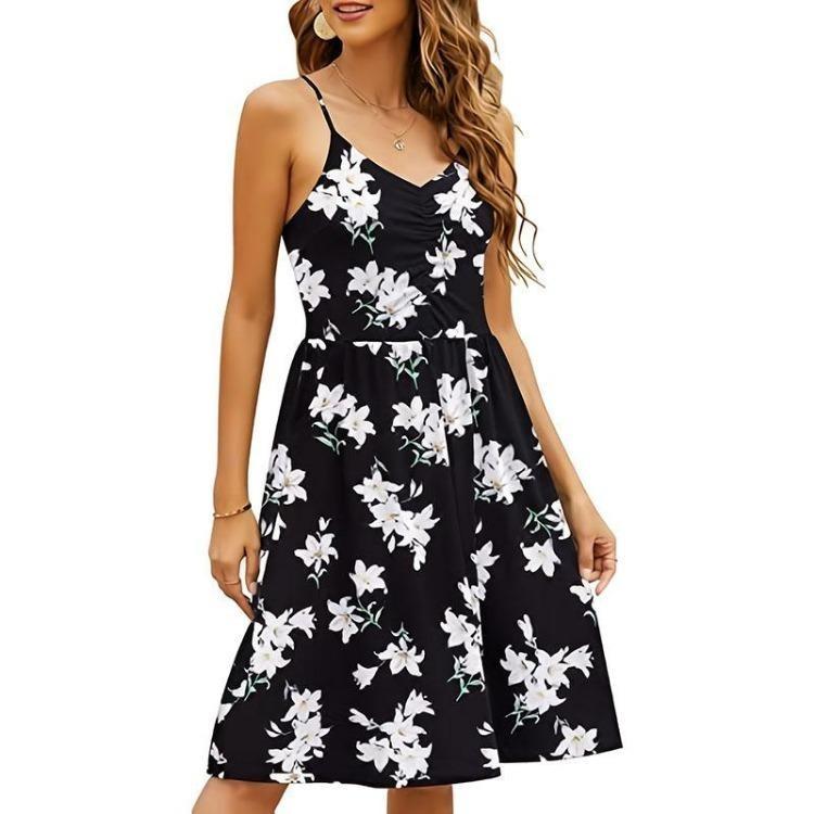 

Floral Print Summer Casual Beach Dress for Women S