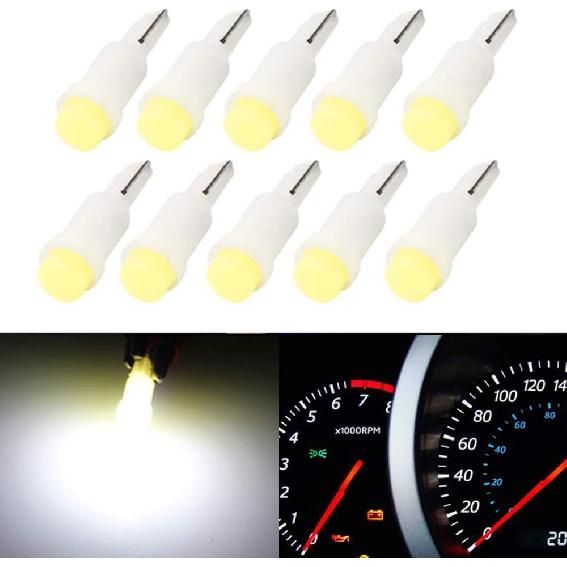 T5 74 2721 COB 1W Dashboard Instrument White LED Light Bulbs (Pack of 10)