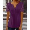 Women's Lace Sleeves Solid Color T-shirt Base Shirt