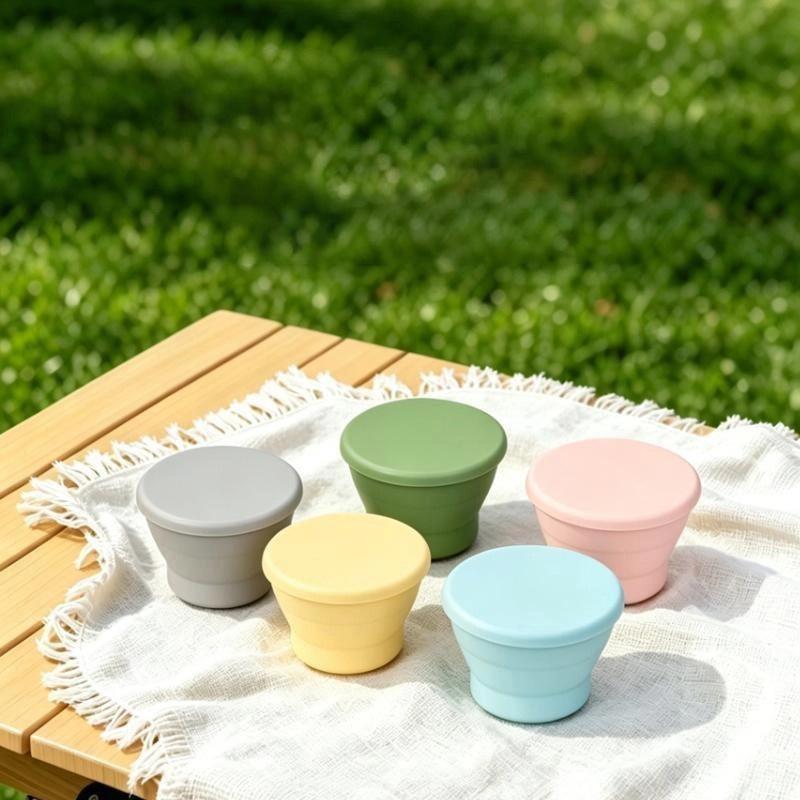 Foldable Silicone Coffee Cup 170ml Leakproof with Lid Portable Lightweight Mug for Backpacking Trip Daily Office