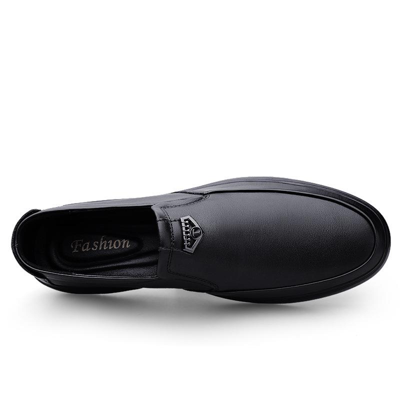 Herrskor i läder ny höst och vinter andningsbara formella herrskor business casual enkelskor läder medelålders mjukbottnade pappaskor