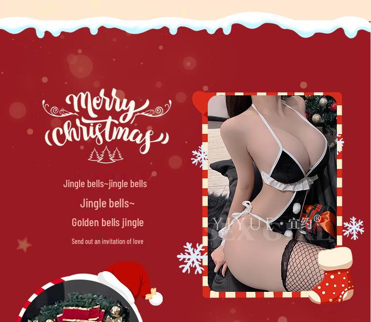 Yi Yue Sexy Christmas Lingerie Set - Open Crotch Bodysuit Pajama 8841