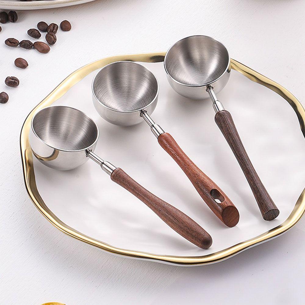 30ML Coffee Measuring Spoon Wood Handle Coffee Sugar Scoop  Baking Accessories