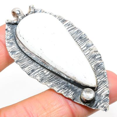 Natural Scolecite, Topaz Gemstone 925 Sterling Silver Gift Pendant 2.76" Q7m73