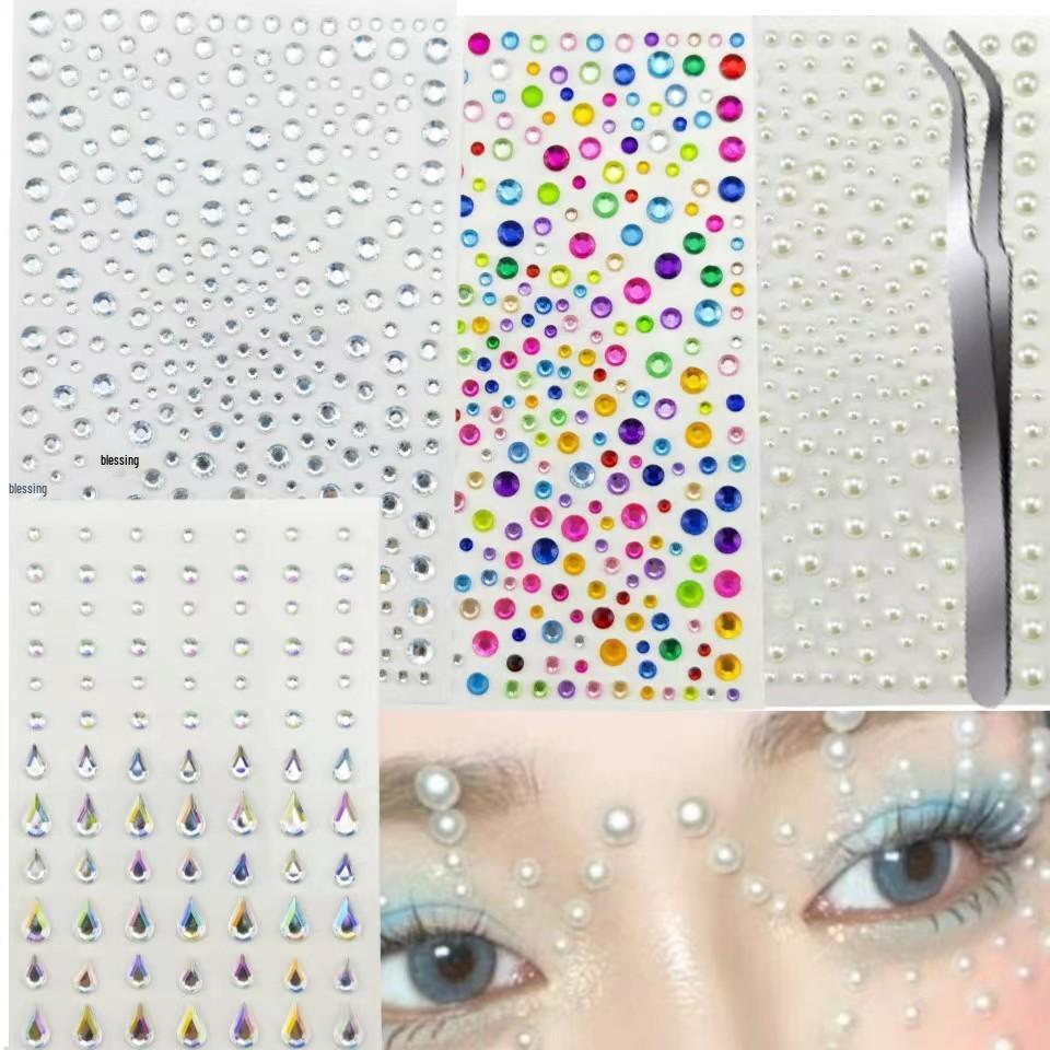 900-Piece Rhinestone Stickers: 15 Colors for Kids' Eye Makeup & Face Decoration