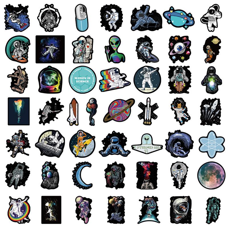 50Pcs Outer Space Astronaut Graffiti Sticker Car Guitar Suitcase Notebook Decal