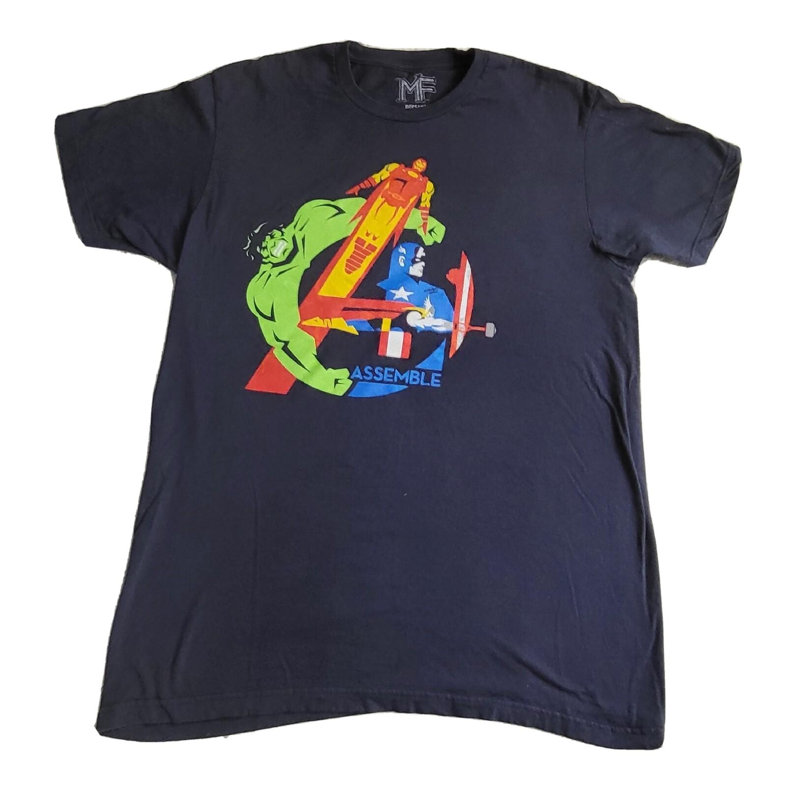 Marvel Avengers Assemble Adult Shirt L Black Tee Cotton Colorful Heros S