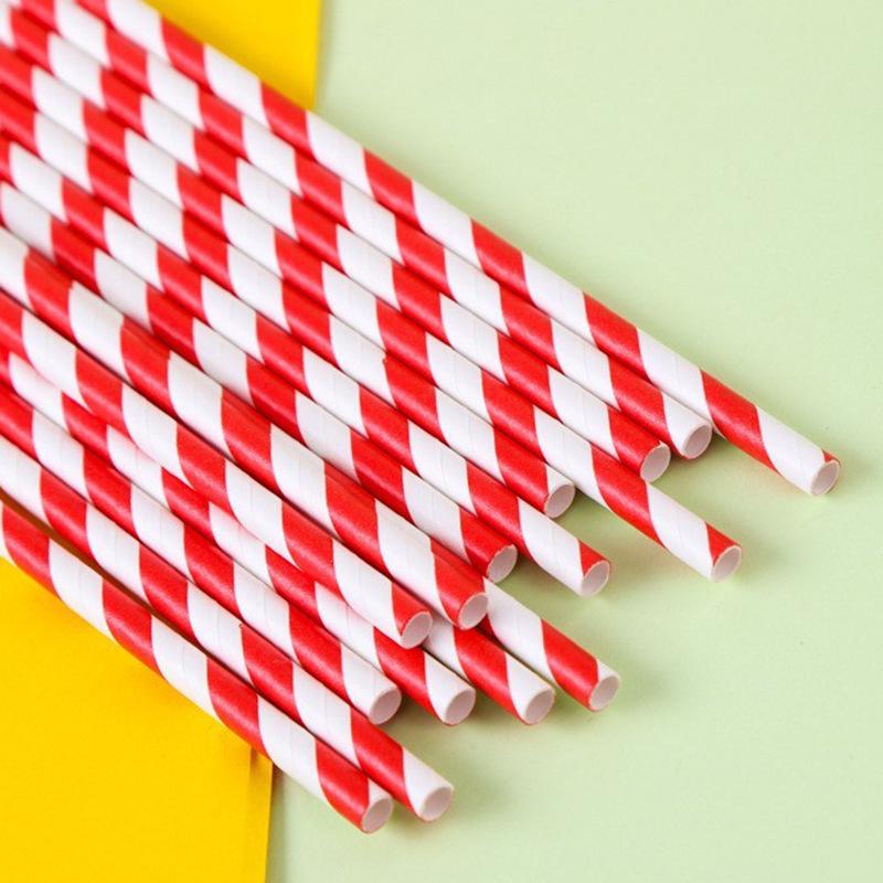 25 Colorful Striped Paper Straws - Disposable, Creative, Decorative for Desserts & Beverages