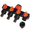 Divisores de Agua de 4 Vías de 1" a 3/4" a 1/2" Conector de Riego de Jardín Válvula Distribuidora para Grifo Exterior Aspersor