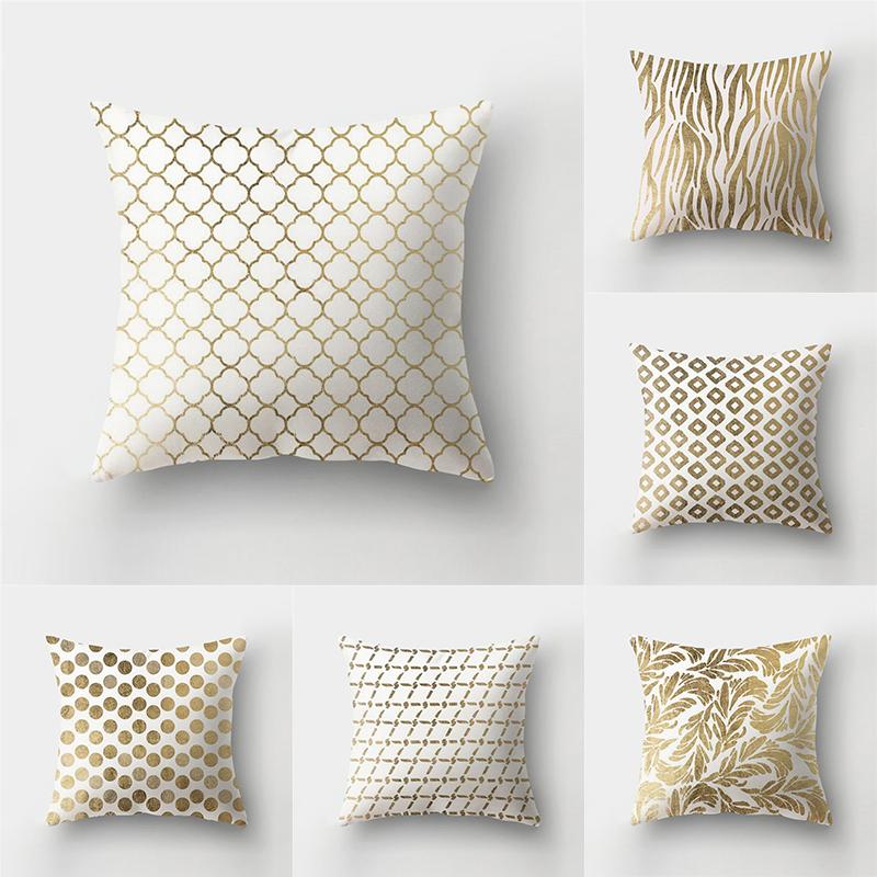 

45x45 см Роскошная наволочка из полиэстера с золотыми буквами, простая геометрическая подушка, диван, офисное сиденье, наволочник, домашний декор
